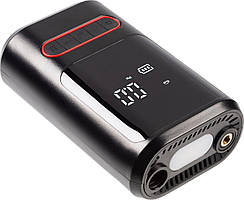 Автомобільний акумуляторний компресор 3в1 Car Air Pump, бездротовий портативний насос з ліхтариком і функцією Power Bank Чорний