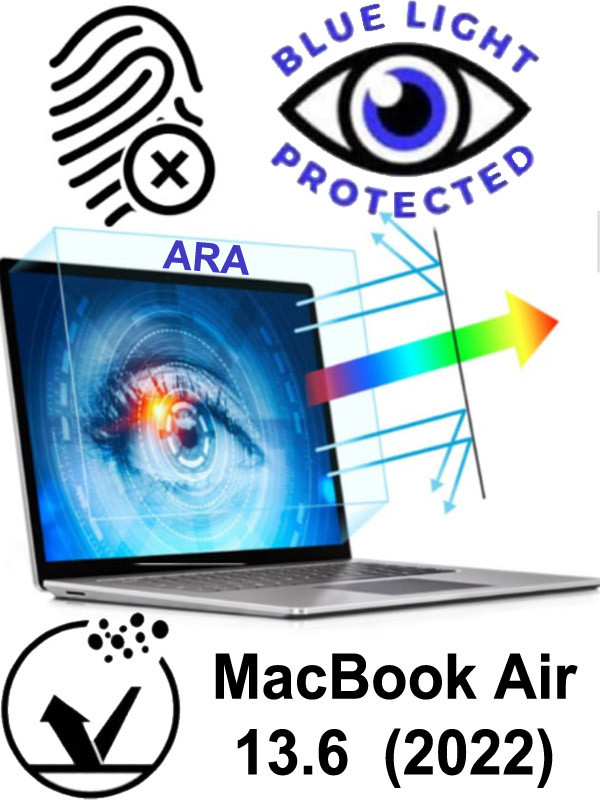 Захисна матова з фільтром для очей від синього спектра, антиударна плівка для MacBook Air 13.6" (модель 2022"