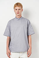 Китель мужской с коротким рукавом + сетка на спине Дублин котон серый р.46 (44-60) рукав короткий - спецодежда повара