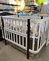 Ліжечко-трансформер для новонароджених «Луна» 5в1, біле-венге