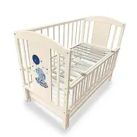 Дитяче ліжечко для новорідодних «Лілі-2» з маятником, відкидною боковиною, 120×60 см, бук, слонова кістка