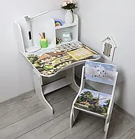 Парта трансформер для дитини з шухлядою та стільчиком, дитяча регульована парта 5-10 років