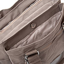 Сумка на три відділи жіноча тканинна на плече світло-сіра полотняна на блискавці з кишенями Jielshi 0881, фото 4