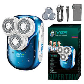 Електробритва VGR V-346 BLUE, роторна, IPX5, LED display