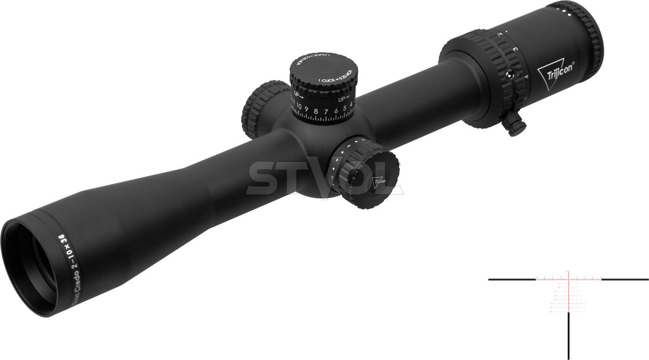Прилад оптичний TRIJICON Credo 2-10x36 MOA 30 mm Tree Crosshair FFP Red, фото 1