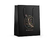 Чорний брендований пакет із логотипом 15х20х8 см Матова ламінація Щільний папір 170 г/м², фото 3