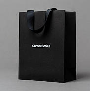 Подарунковий пакет з логотипом чорний матовий ламінований зі щільного паперу 170 г/м² 16х22х6 см, фото 3