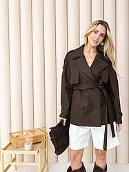 Тренч, плащ короткий коричневий Тосканя