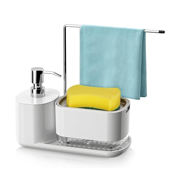 Кухонний диспенсер органайзер для мийного засобу з дозатором і стійкою для рушника, фото 1
