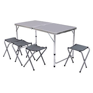 Стіл для пікніка розкладний зі стільцями 120*60*70/61/54 см, сірий