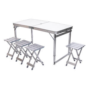 Набір меблів для пікніка посилений стіл та 4 стільці 120*70*75/65/55 см, білий