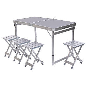 Набір меблів для пікніка посилений стіл та 4 стільці 120*70*75/65/55 см, сірий