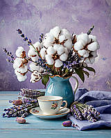 Діамантова вишивка. Картина на підрамнику "Лавандовий букет", 40х50см, квадратні стрази