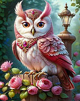 Діамантова вишивка. Картина на підрамнику "Сова-красуня", 40х50см, квадратні стрази