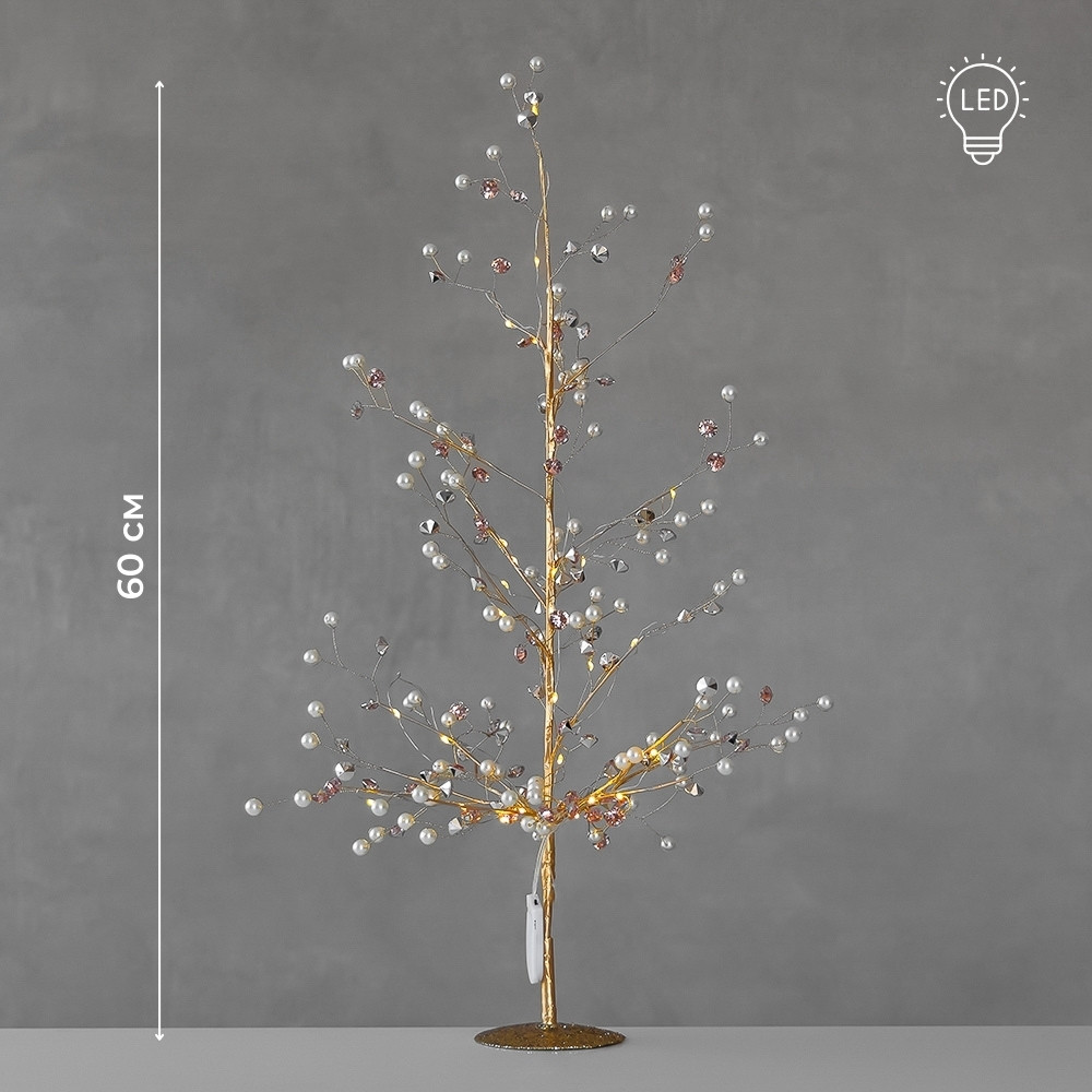Декоративне дерево з підсвічуванням Перлинний блиск 60 см 119239-017 пластик, фото 1