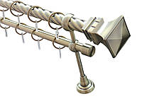 Карниз металевий Orvit Емпорія дворядний кручена труба Антик 25\19 мм 240 см