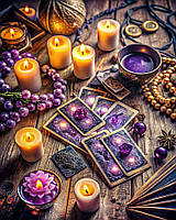 Діамантова вишивка. Картина на підрамнику "Магічні карти", 40х50см, квадратні стрази