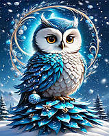 Діамантова вишивка. Картина на підрамнику "Нічна сова", 40х50см, квадратні стрази