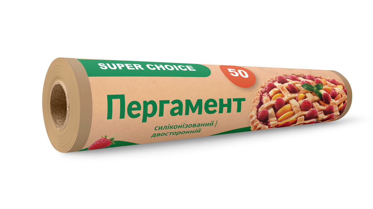 Пергамент для випікання силіконізований Super Choice коричневий 29 см 50м, фото 1