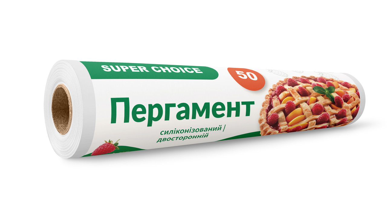 Пергамент для випікання силіконізований Super Choice білий 29 см 50 м, фото 1