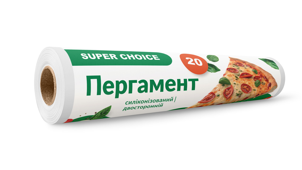 Пергамент для випікання силіконізований Super Choice білий 29 см 20 м, фото 1