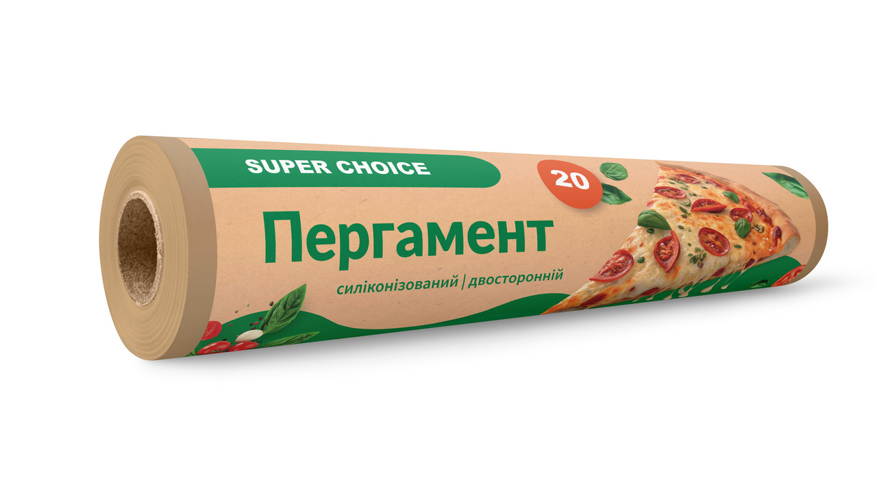Пергамент для випікання силіконізований Super Choice коричневий 38 см 20 м, фото 1