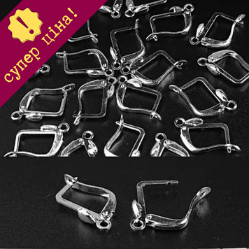 Фурнітура Швензи англійський замок "крапелька" 50 +-пар 14х10мм + - сріблястий метал