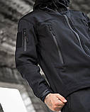 Куртка польова MASAD Softshell чорна з кишенями та липучками ТМ, фото 7