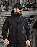 Куртка тактична MASAD Softshell чорна з кишенями та липучками ТМ, фото 2