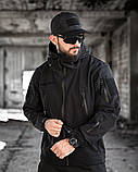 Куртка тактична MASAD Softshell чорна з кишенями та липучками ТМ, фото 3