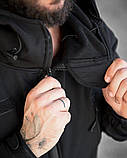 Куртка тактична MASAD Softshell чорна з кишенями та липучками ТМ, фото 9