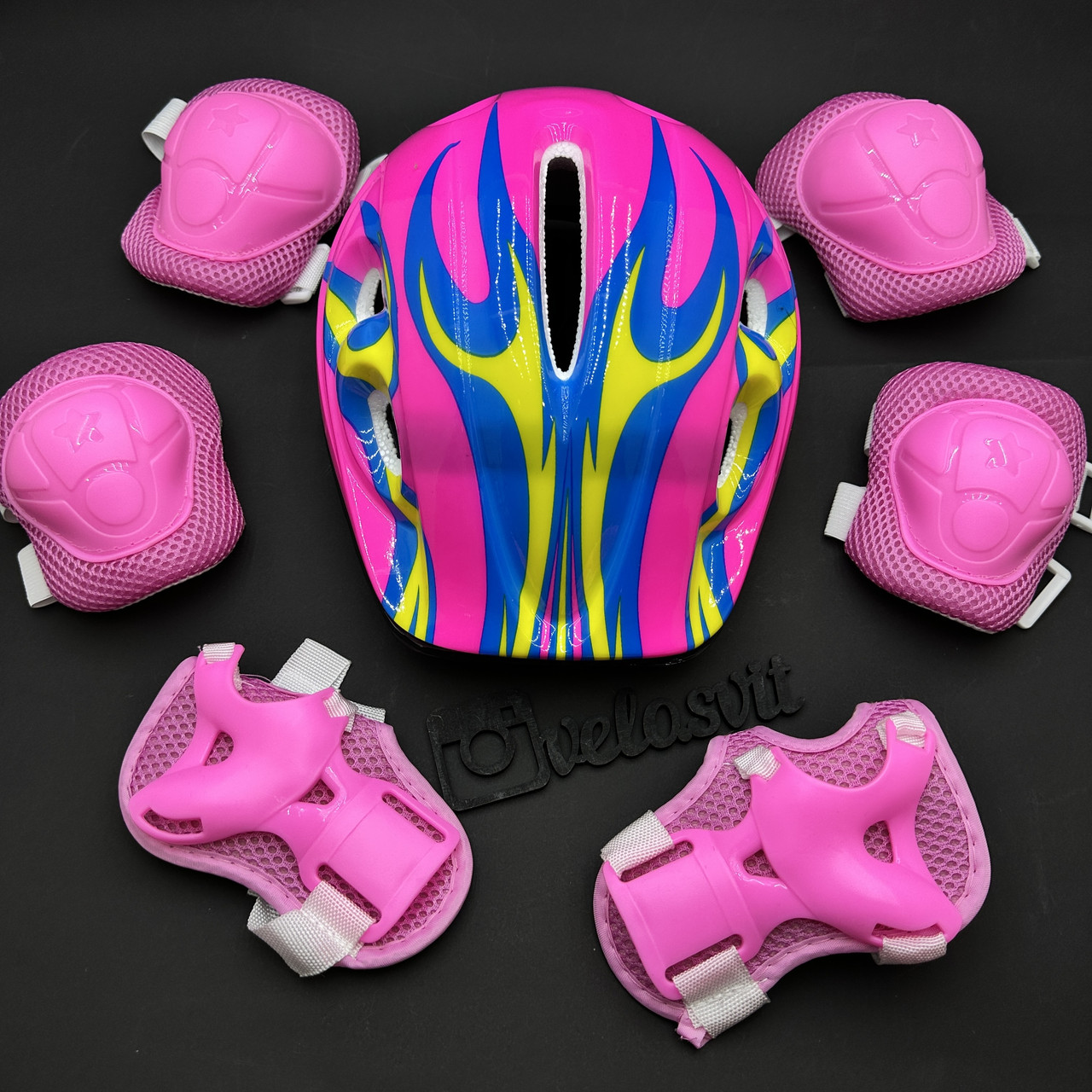 Комплект захисту для дітей і підлітків, налокітники, наколінники, рукавички + ШЛЕМ, фото 1