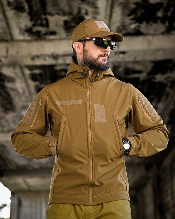 Тактична куртка Softshell MASAD койот з липучками та тактичними кишенями ВТ76570 ТМ, фото 1