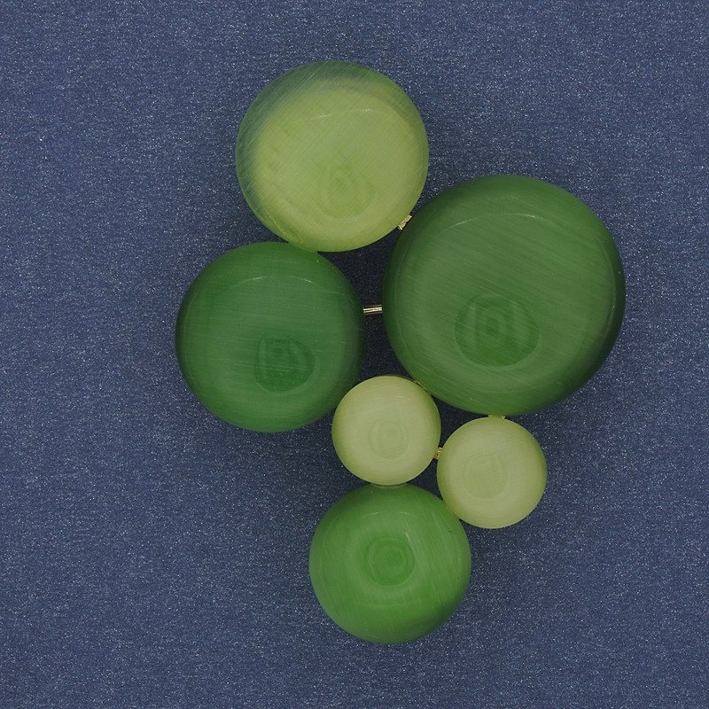 Брошка кулон Акцент зелене Котяче Око золотистий метал 33х43мм+-, фото 1