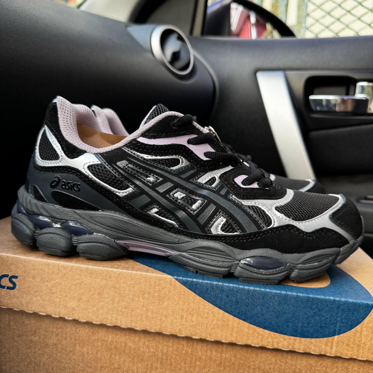 Чоловічі кросівки Asics Gel NYC Black Silver Взуття Асікс Гель демісезон чорні з сріблястим кеди замша шкіра