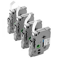 Vevor 314114 Стрічка для етикеток 4x 12 мм, чорний на білому, TZe-231 PT-1230PC PT-1280 PT-D200