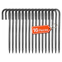 Набір з 16 анкерів для землі типу J VEVOR, анкерні кріплення для землі, цвяхи для землі, кілочки для намету