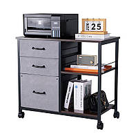 Мобільна шафа для документів VEVOR з 3 шухлядами та полицями, коричнева деревина 302648