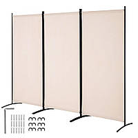 Ширма-перегородка VEVOR 260x184x52см 3 панелі, бежева ширма. 302705