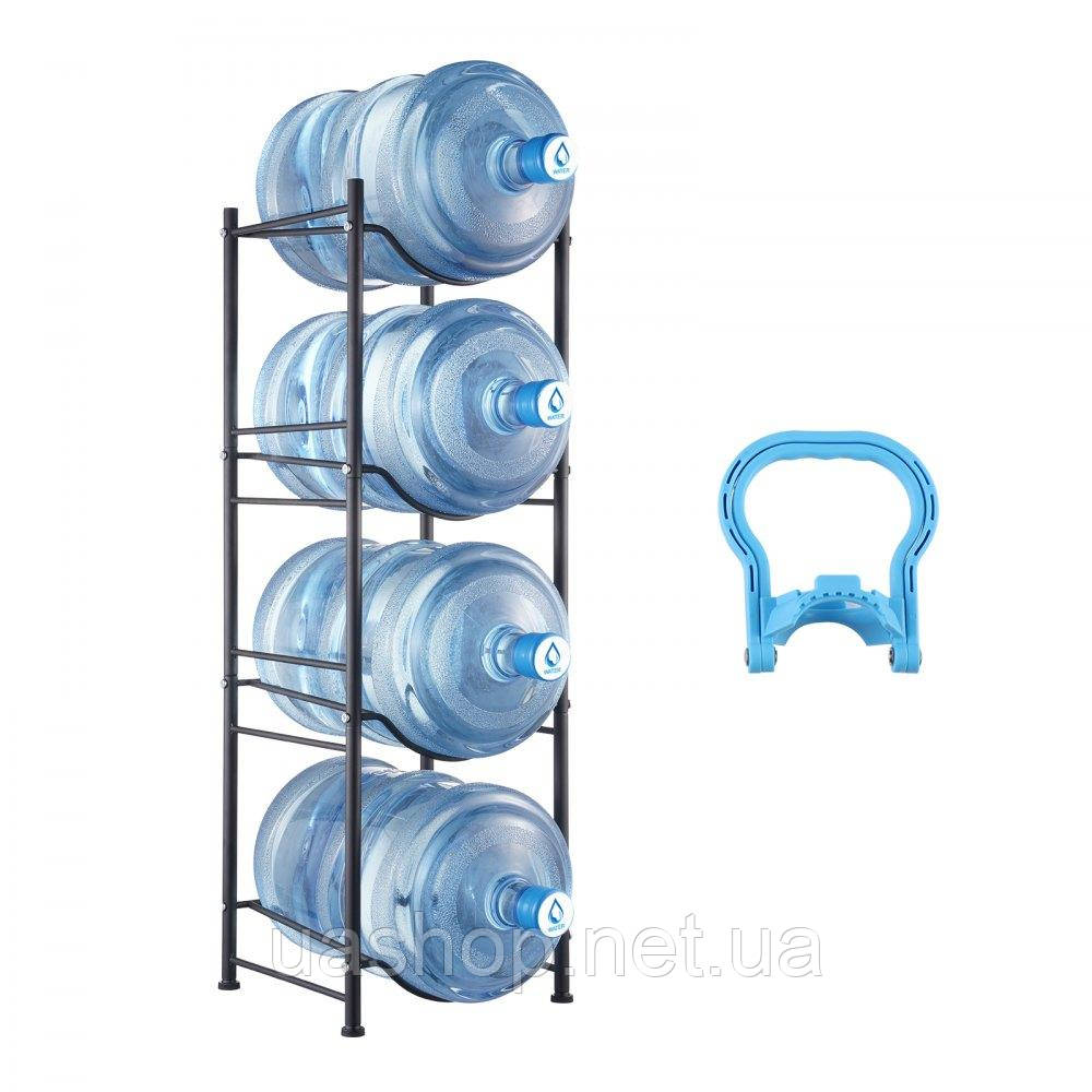 Тримач для глечика для води VEVOR, підставка для пляшок з водою, 4 яруси, один ряд, 4 пляшки 302808, фото 1