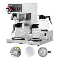 Професійна крапельна кавоварка VEVOR Кавоварка 3 скляні графини 12 чашок 303935