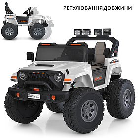 Електромобіль двомісний Джип Jeep з регулюванням довжини M 6204, White