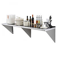 VEVOR Настінна полиця для кухні 1829x457 мм Плаваюча полиця з нержавіючої сталі Г-подібна 304129