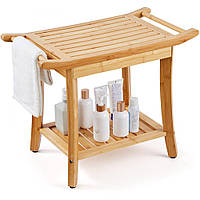 Стілець для душу VEVOR Лава для душу Бамбуковий табурет для ванної кімнати Сидіння для душу 136 кг Ручка для