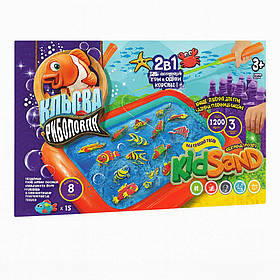 Кінетичний пісок Danko Toys Кльова риболовля 1200 г – набір з рибками, вудочкою та пісочницею, арт. KRKS-01-01U