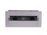 Вбудована розетка для меблів з USB-портами кабель 120см, Сірий, фото 2