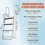 VEVOR Телескопічна драбина для купання 4 сходинки драбина човен яхта корабель 465x605x1400-1705мм 304464, фото 7