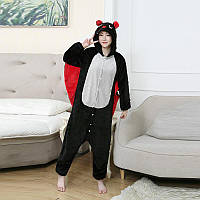 Пижама Kigurumi На Пуговицах Летучая мышь для Девочек и Мальчиков Детская Кигуруми Летучая Мышь с Ушками Рост 120см 140см Черный