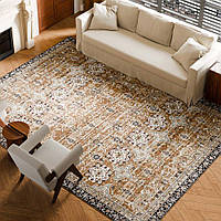 Килим VEVOR для вітальні 2743x3658 мм, нековзний, у вінтажному стилі, коричневий/зелений 311949