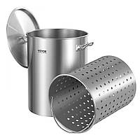 Vevor 311729 Соусник Stockpot 34 л з нержавіючої сталі, кришка для кошика для приготування соусу